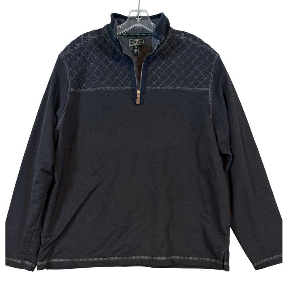 GH Bass Mens XL Charcoal Gray Quilted Shoulder Quarter Zip Pullover Gorpcore